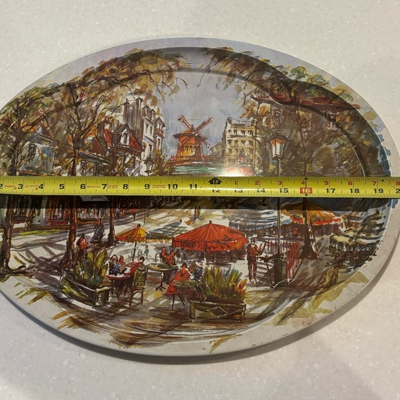 Vintage Paris Street Scene Tin Serve Platter - Daher Decorated Ware~1971 England - Picture 7 of 9